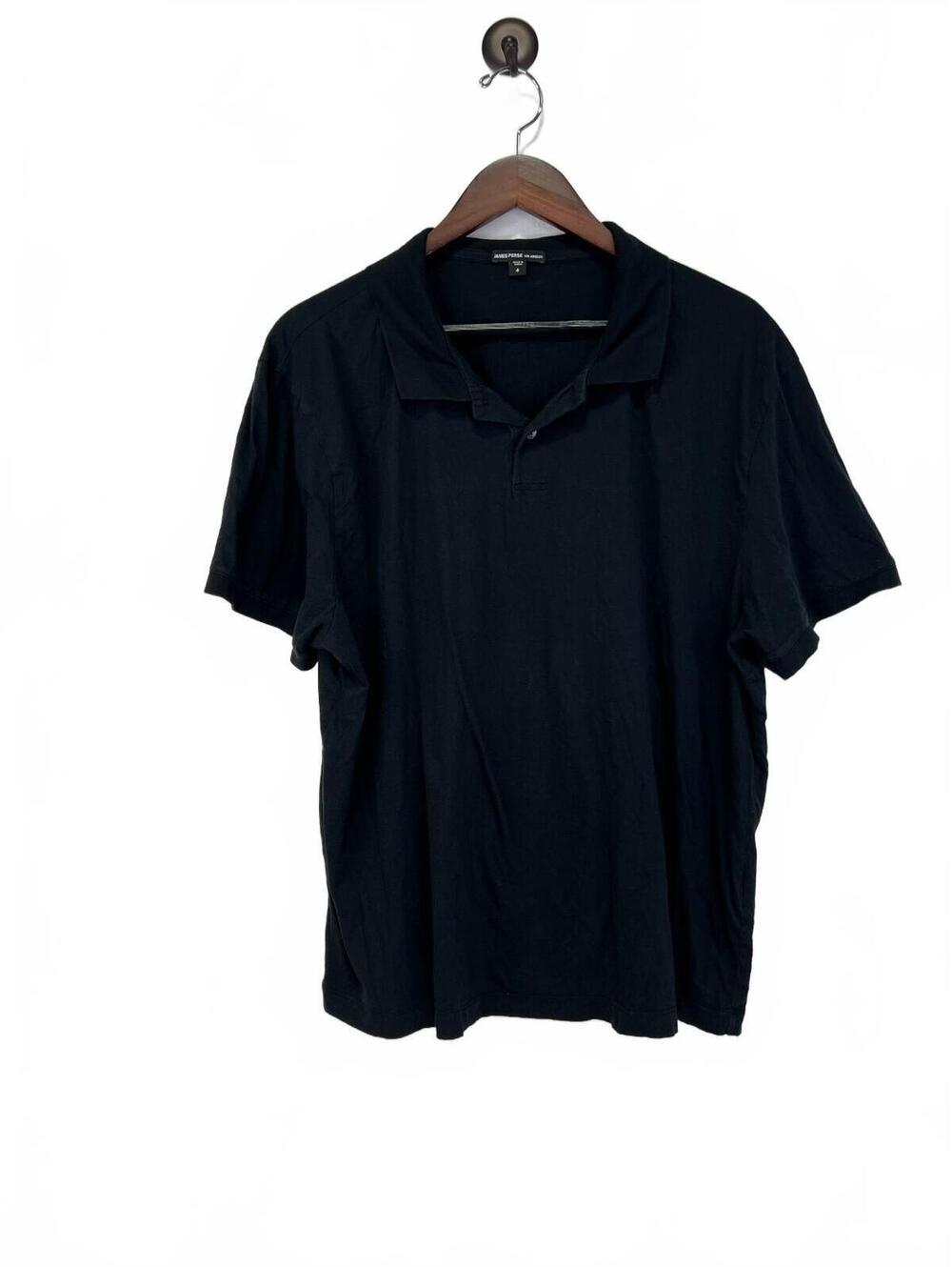 James Perse Black Polo Shirt Size 4 (XL) Made in Japan